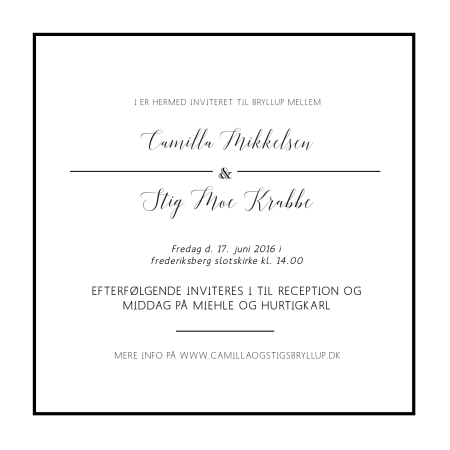 Invitationer - Camilla & Stig
